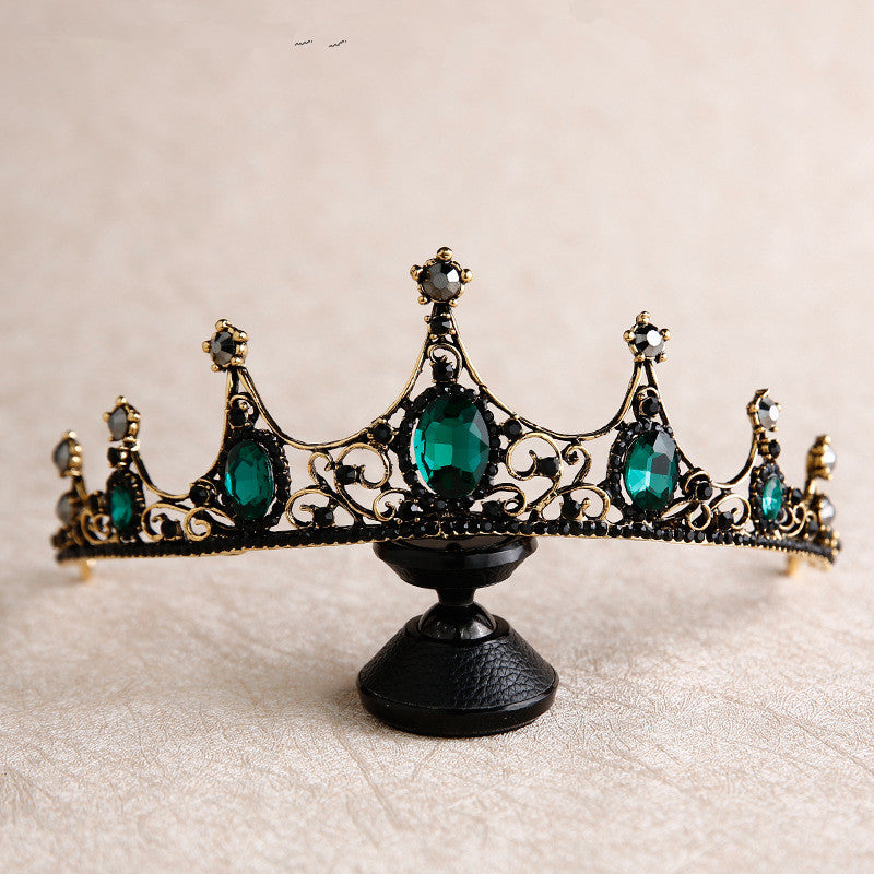 Baroque Rétro Couronne Noire Coiffure de mariée Mariage Accessoires de photo de mariage