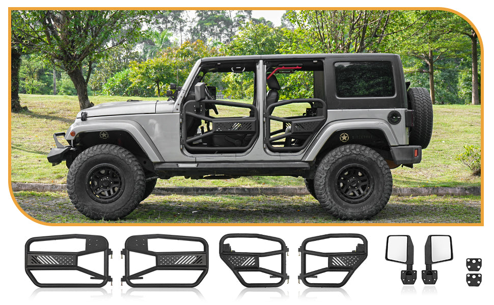 Portes tubulaires avec miroir pour 2007-2017 Porte Wrangler JK 4