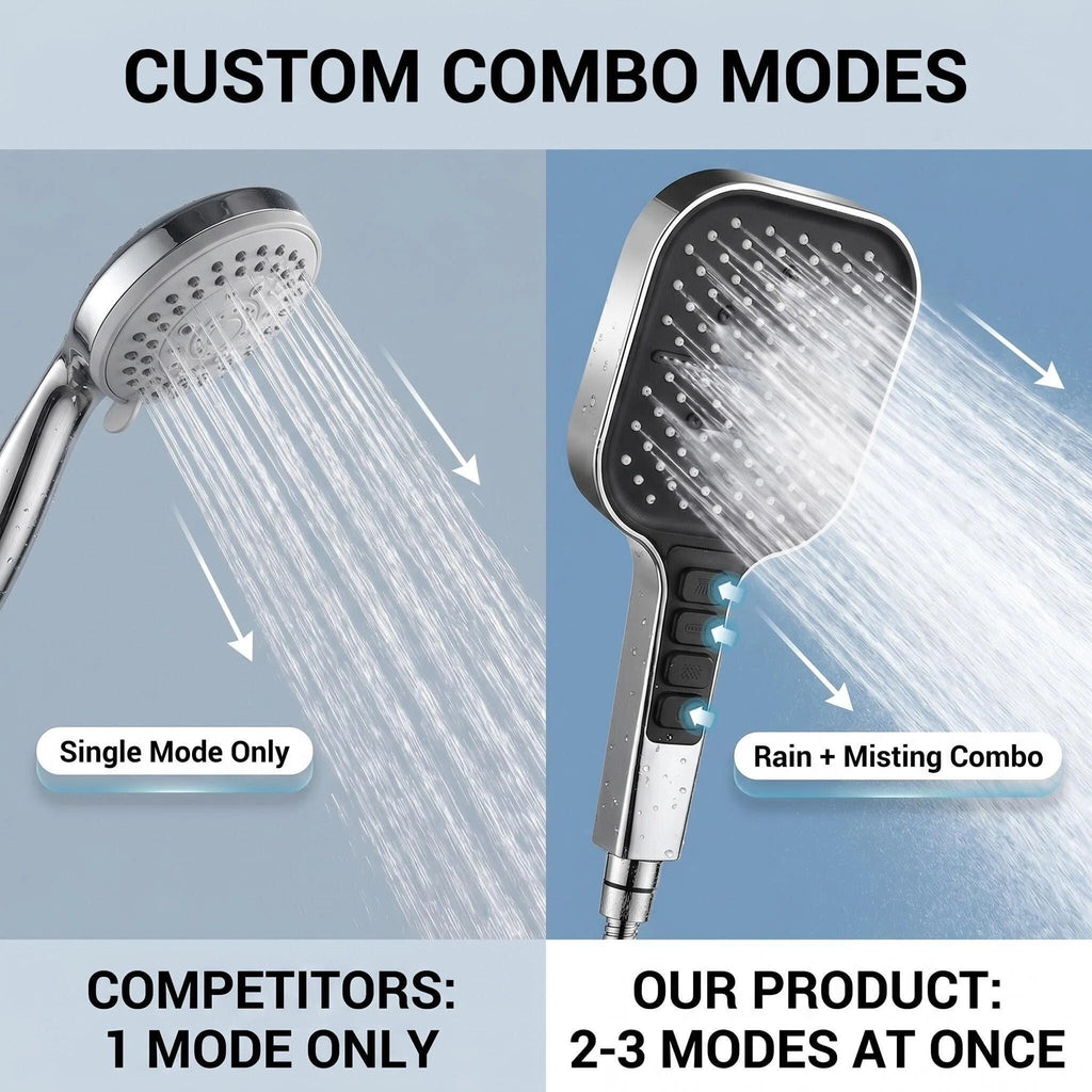 Tête de douche portable avec modes multiples et Combo à 4 boutons