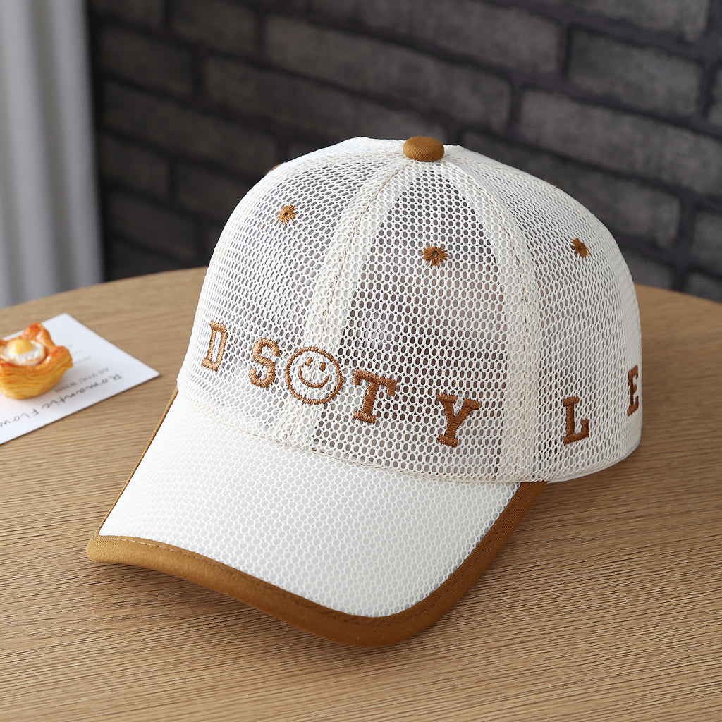 Casquette en mesh léger d'été pour enfants - Garçons et filles DSTY Base brodée visage souriant