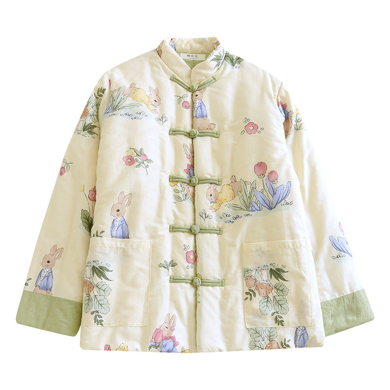 Manteau chaud épais de femmes avec des boutons de noeuds de style chinois