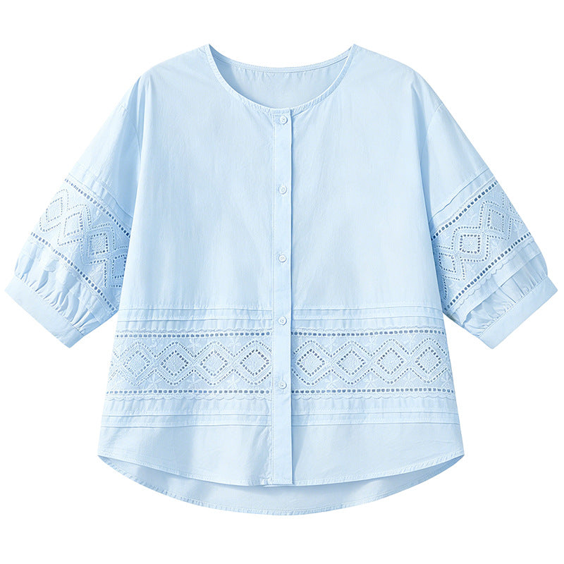 Women Loose-fit Figure-flatter Bohemian-style Jacquard Blouse