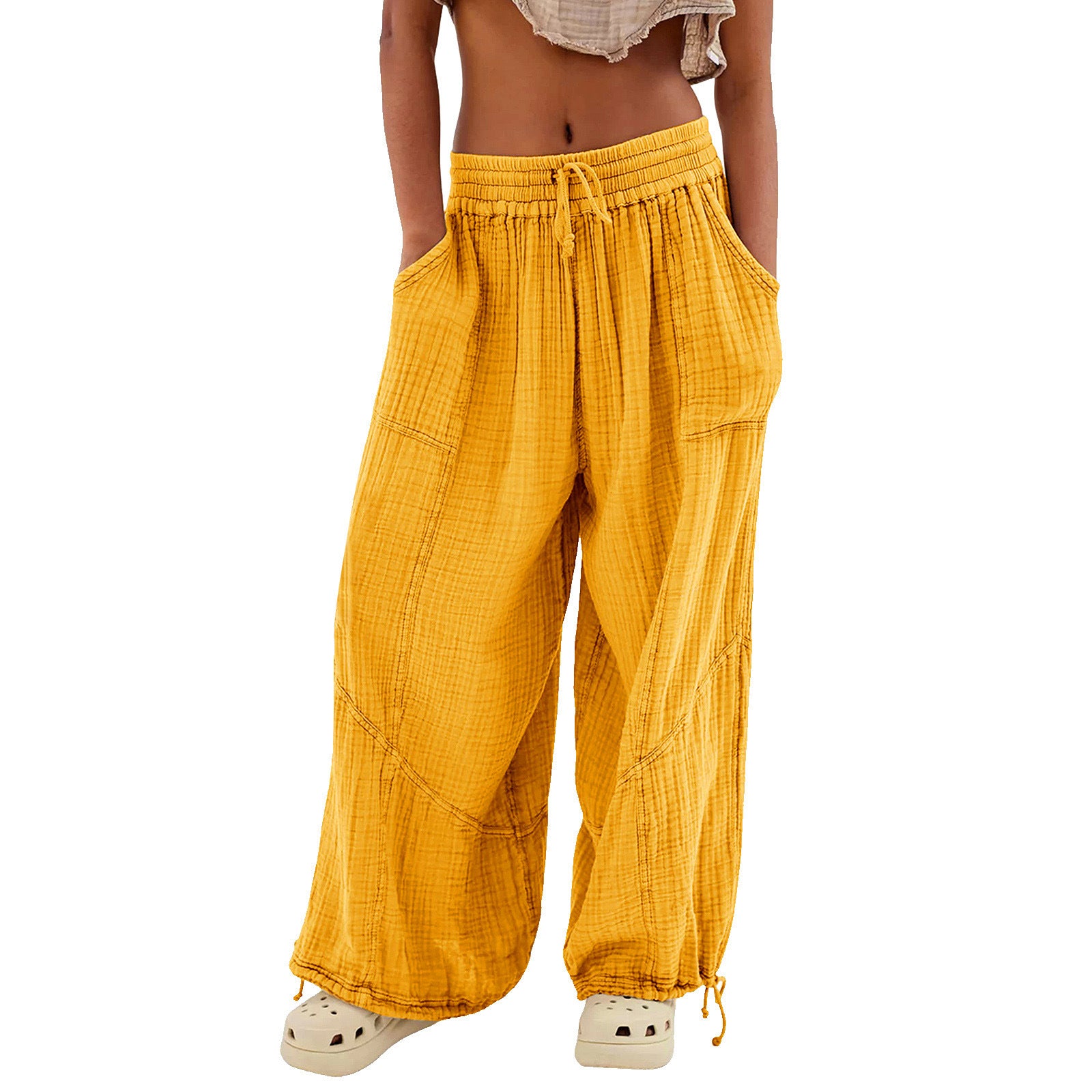 Pantalon de jambes large couleur pour femme