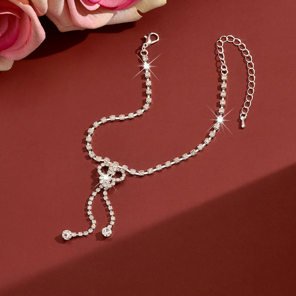 Femmes Floral Strass Tassel Anklet