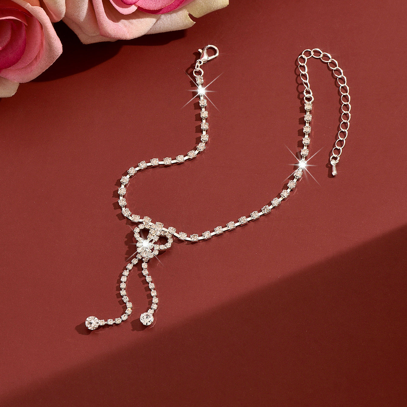 Femmes Floral Strass Tassel Anklet