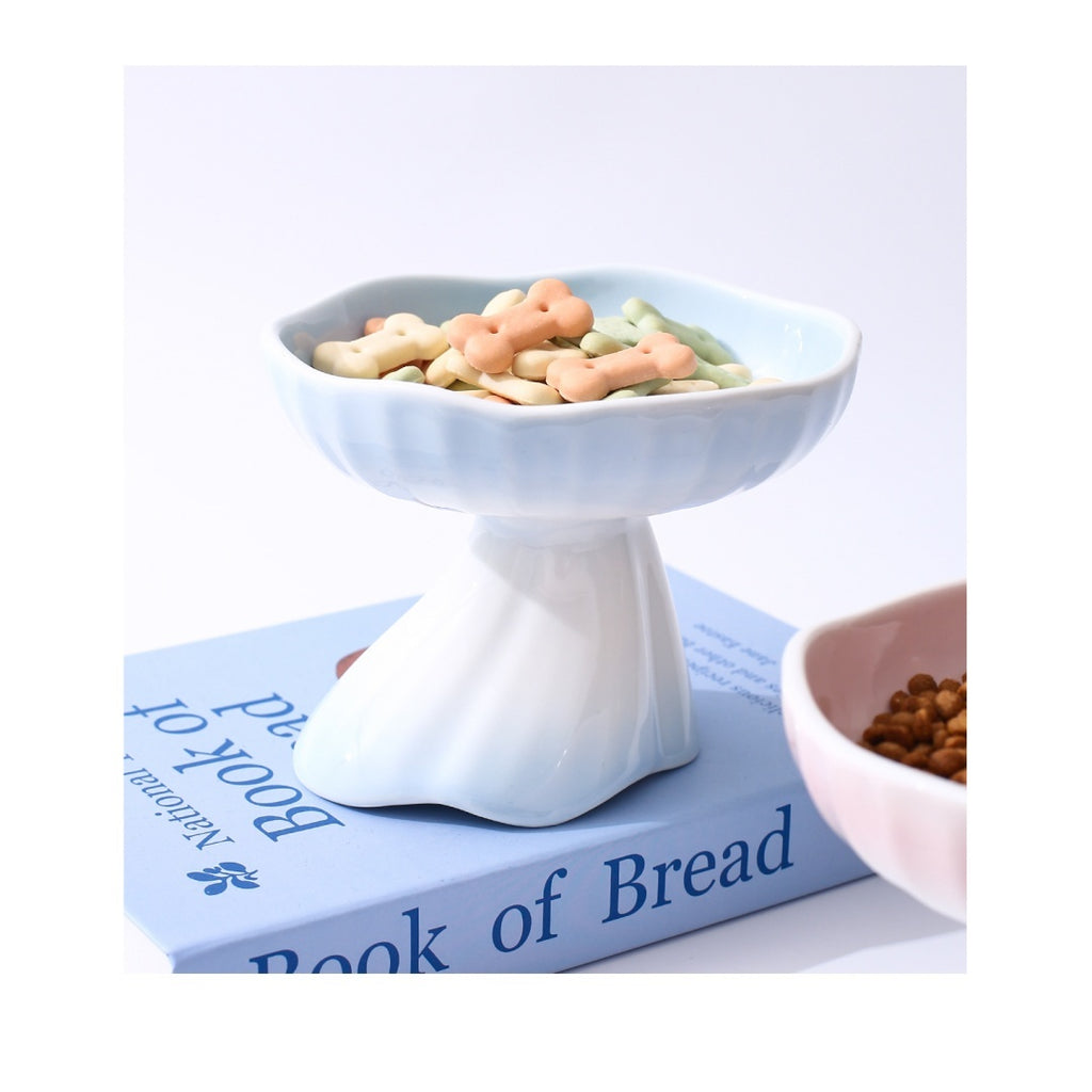 Élevé en céramique graduée en forme de robe Pet Water & Food Bowl pour chats et chiens