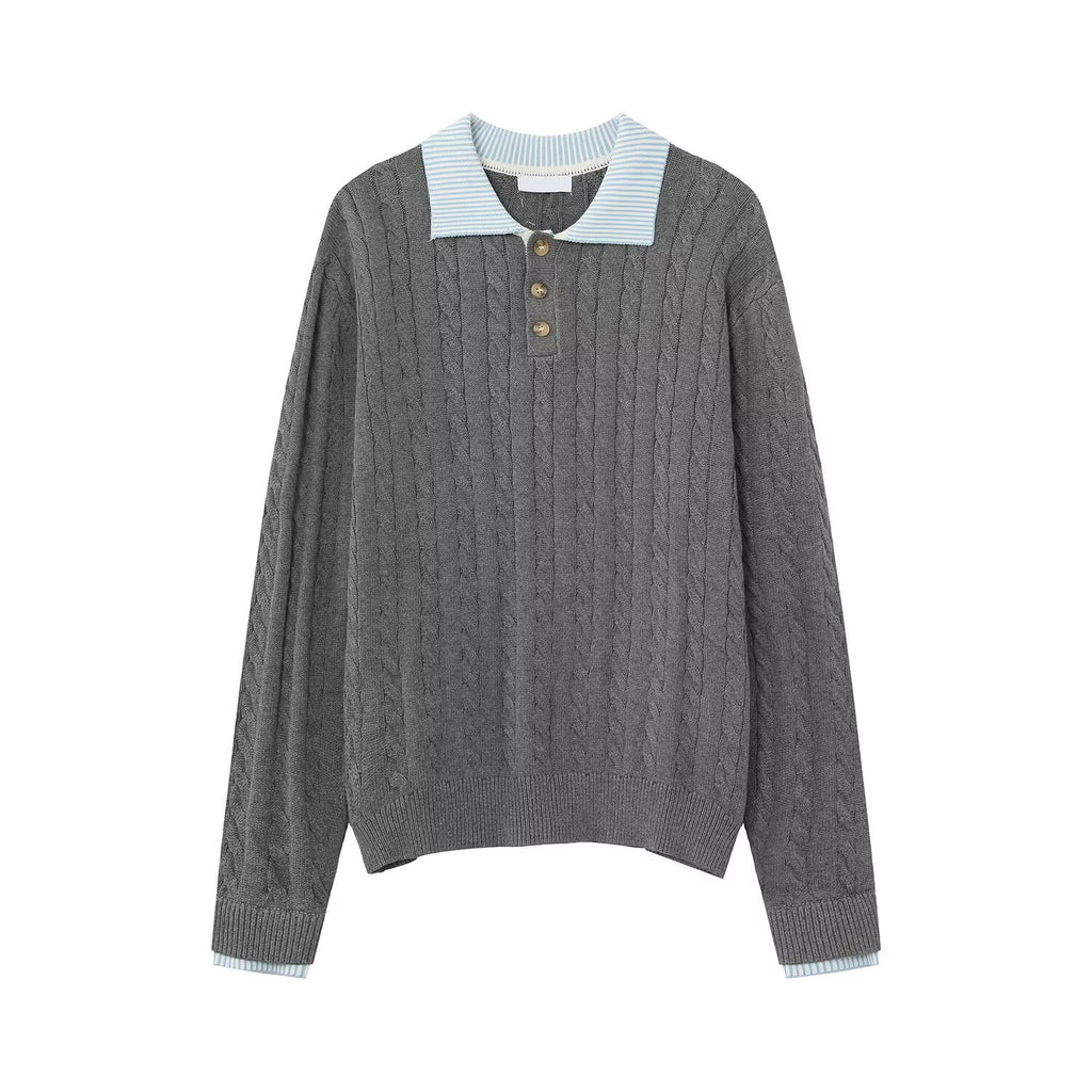 Retro Patchwork Couleur-Block haut de gamme de câble-collage pour les hommes