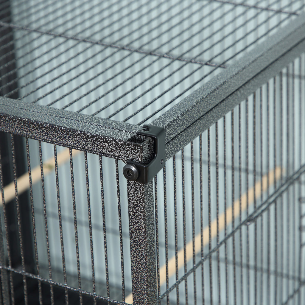 Cage d'oiseau d'élevage divisé avec support roulant Plateau en métal amovible