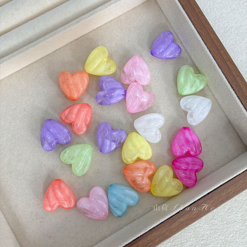 Perles de coeur en acrylique à deux tons