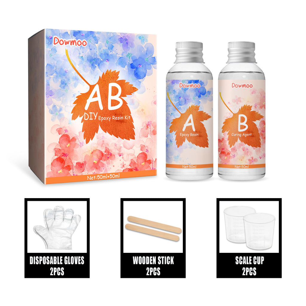 Dowmoo Cristal Ab Colle de résine bricolage artisanale haute transparence colle de cristal Quick-Dryi