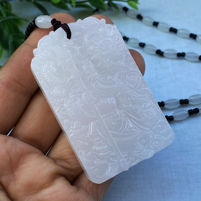 Afghan White Jade Broadsword Guan Gong Pendentif homme Jade Taobao Trembles Live vendra G