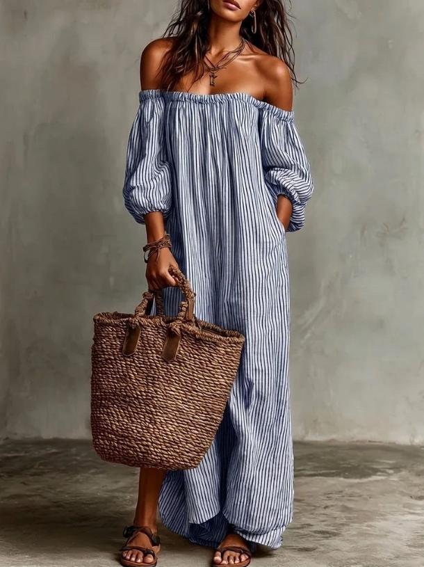 Robe élégante à rayures d'été pour les femmes