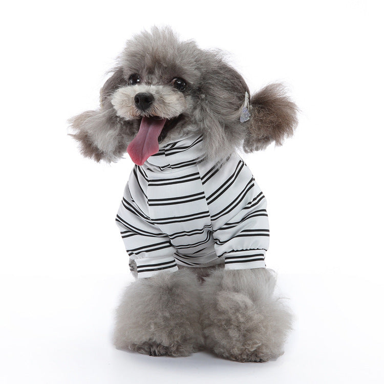 Vêtements de chien d'été rayés maison Pajamas Mince
