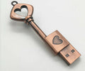Cœur en forme de Bronze Key Storage U Disque Pendentif U Disque