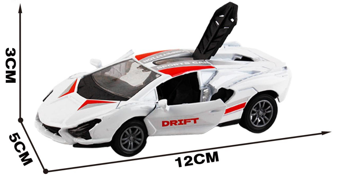 Modèle en alliage voiture peinte voiture de course blanc-12 * 5 *3cm-1 pièce