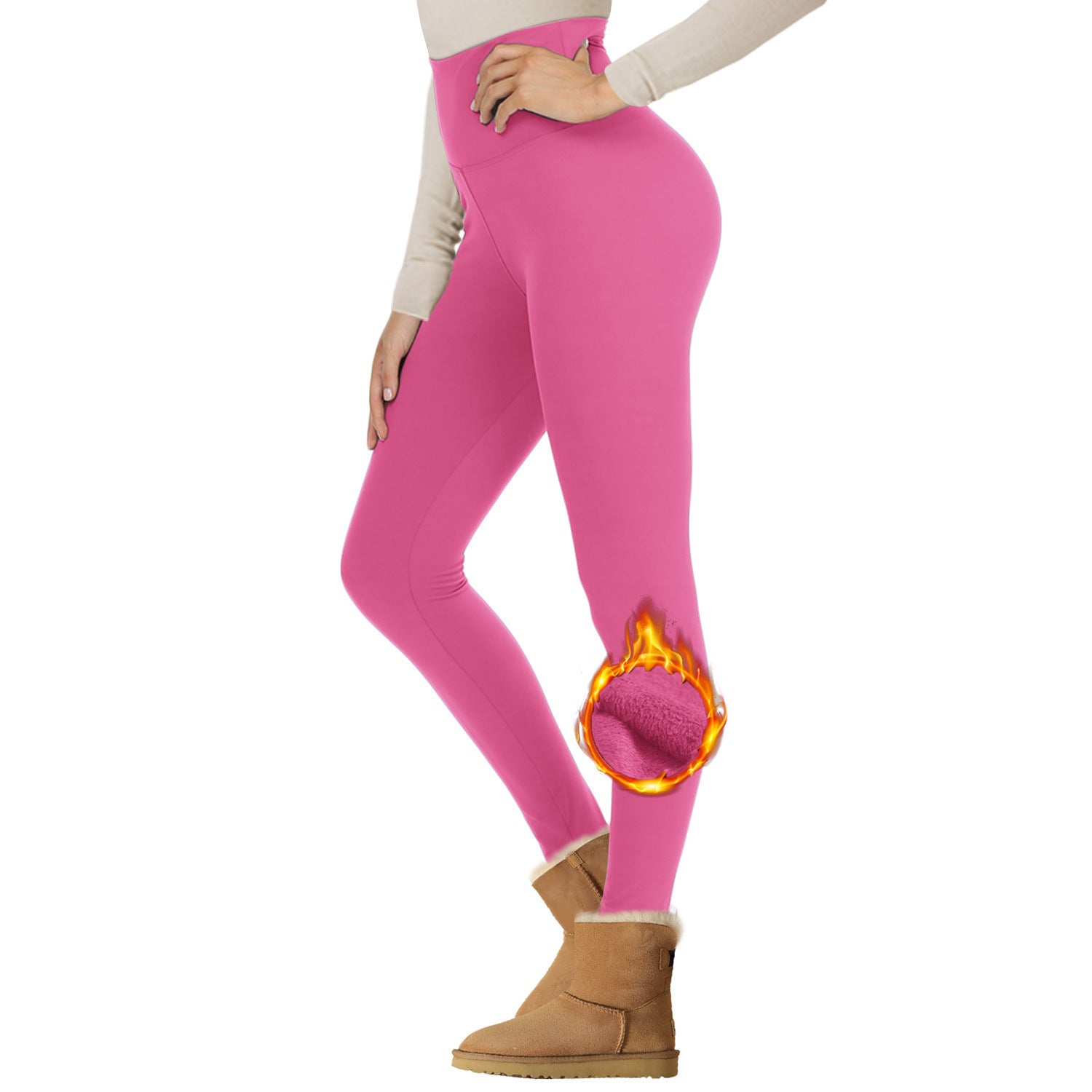 Velours Leggings rembourrés femmes haute taille hiver
