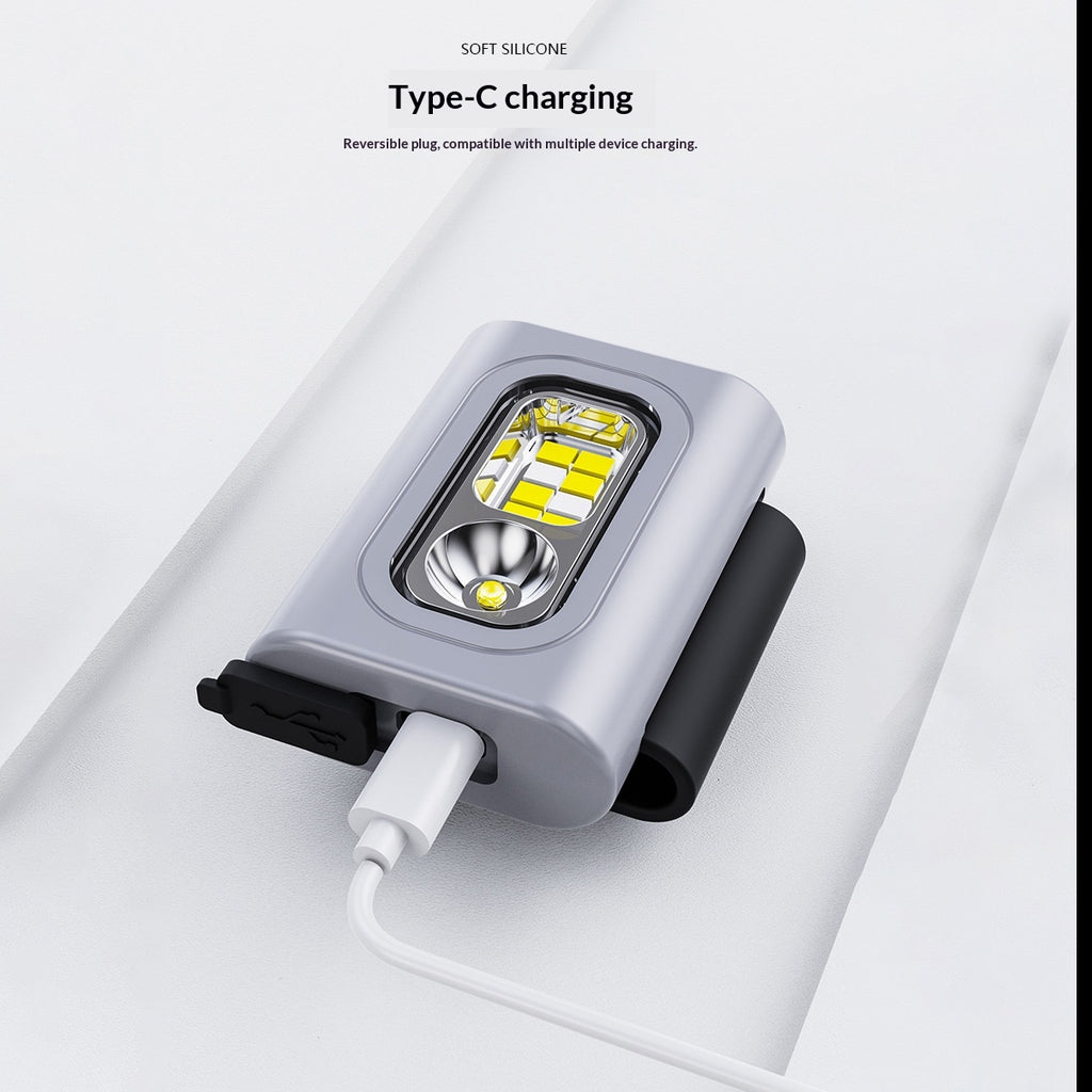 Lampe de poitrine magnétique en silicone rouge-lumière portable pour la course de nuit