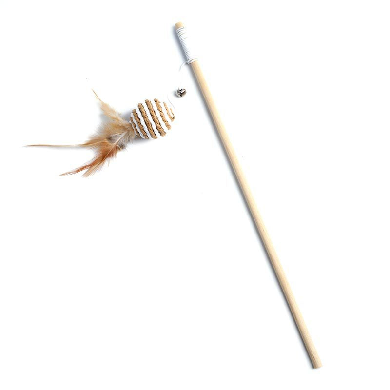 Animaux de compagnie Cat Teaser Feather Bell en bois Pole Pet Produits