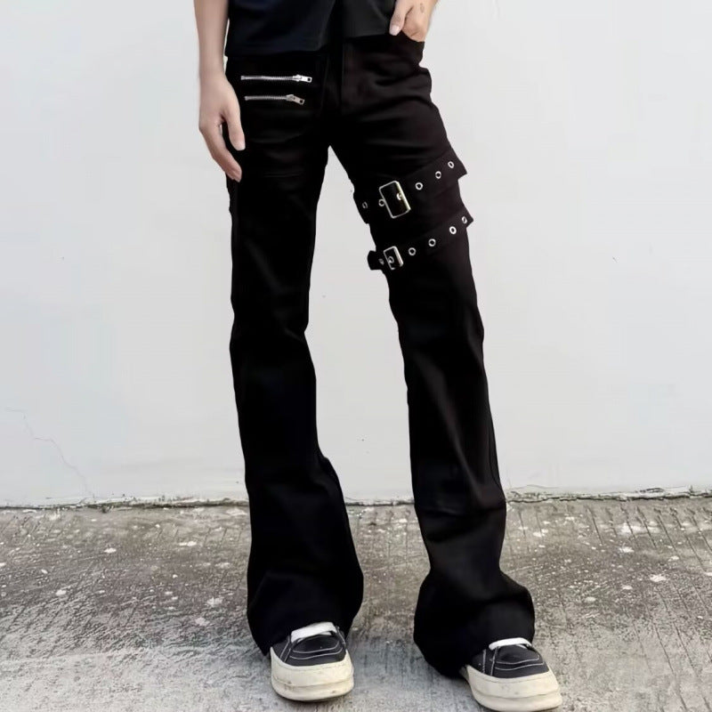 Jeans d'utilité Black Vibe Ceinted Bootcut