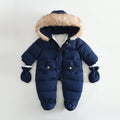 Swimsuit with large fur hood, fleece-lined