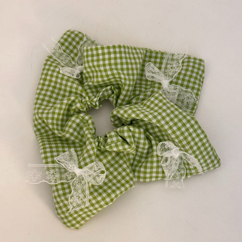 French Vintage Plaid Square Scrunchie