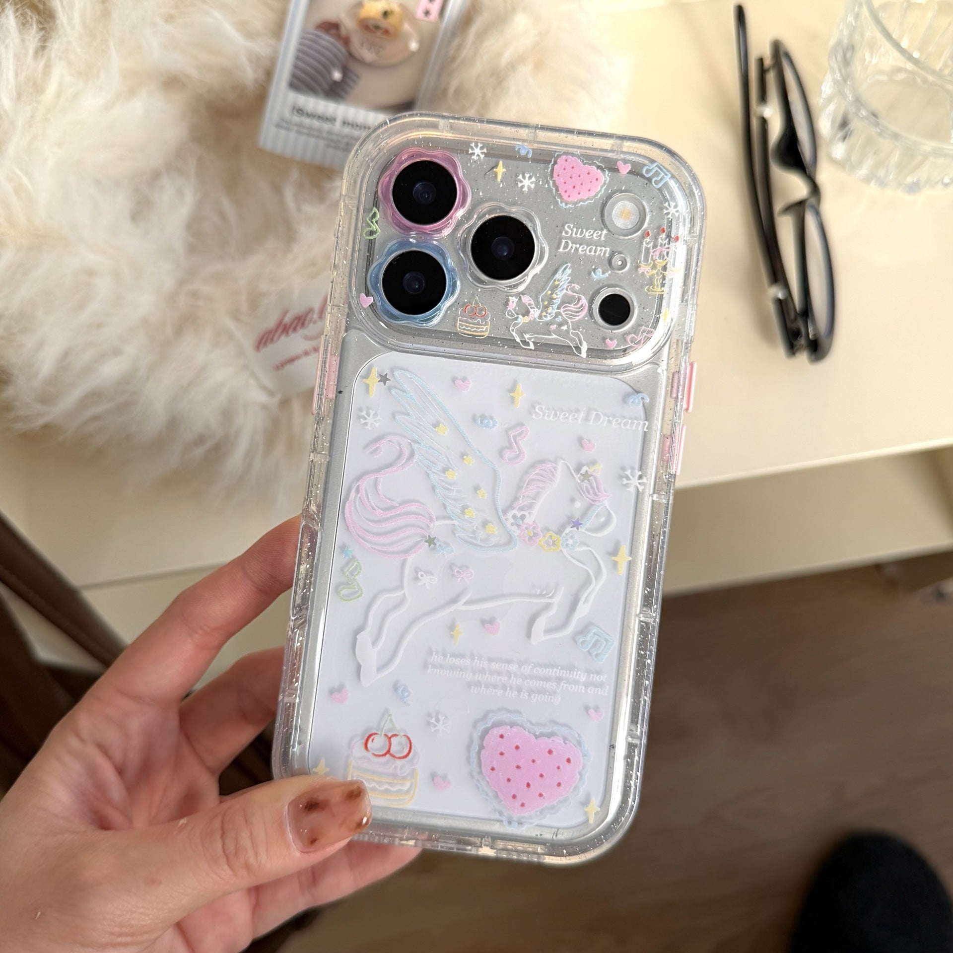 Étui de téléphone en silicone imprimé au gâteau de cerises japonais-Corée