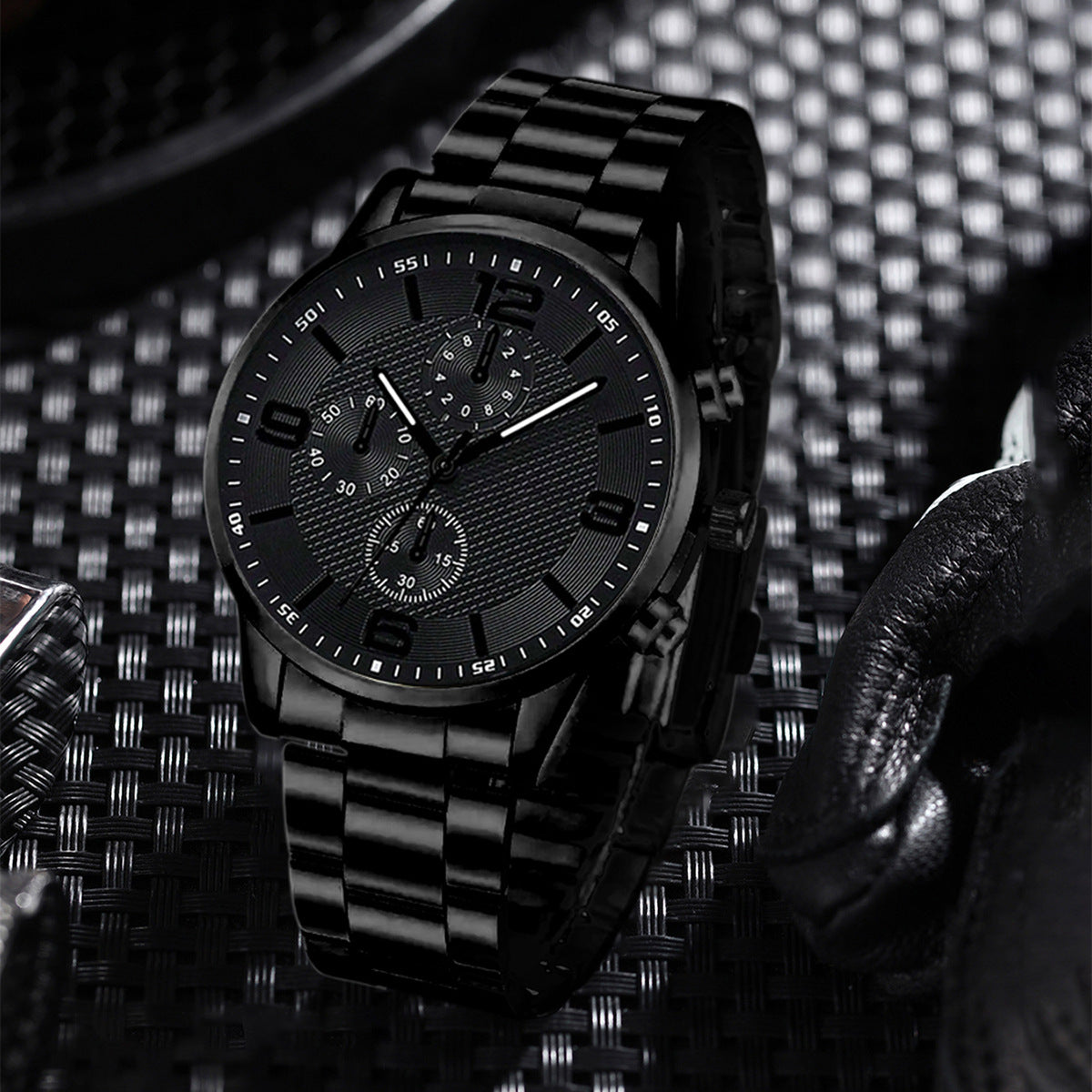 3-Eye Digital hommes bracelet de montre et collier ensemble