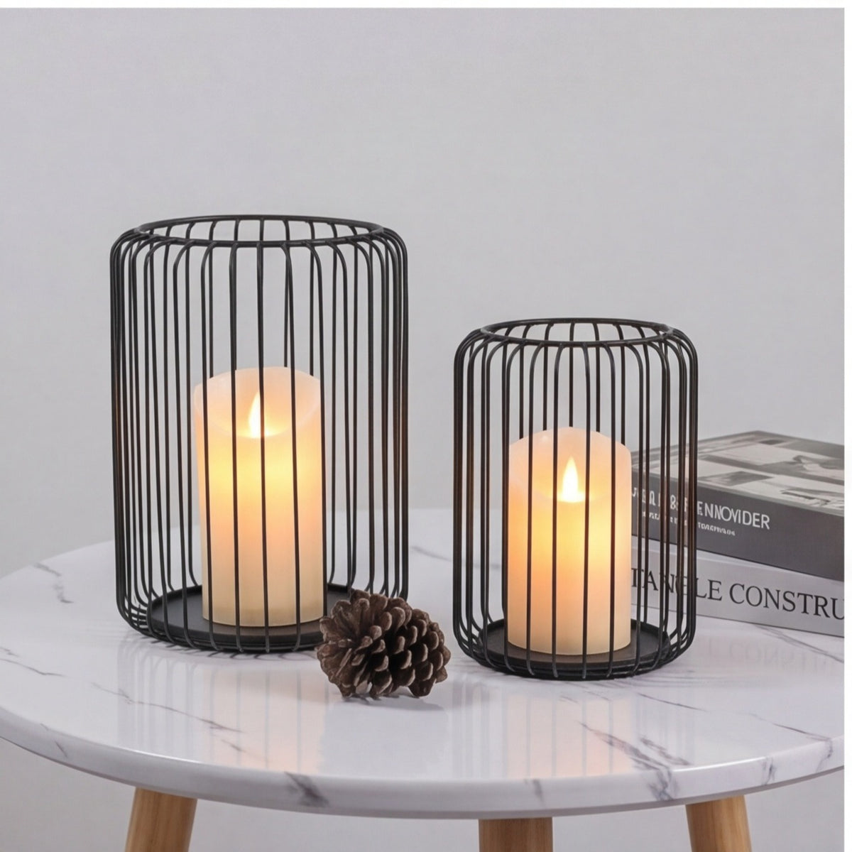 Ensemble de 2 supports de bougie en métal