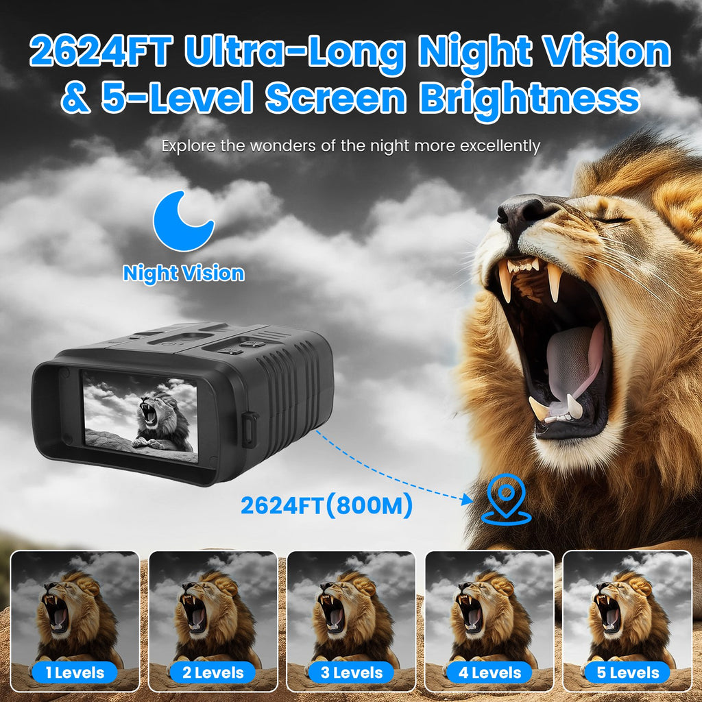 1Pc lunettes de vision de nuit 4K jumelles pleine couleur 10X Zoom avec 2624ft Affichage gamme 3in S