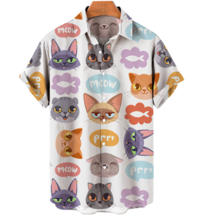 Chemise de chat hawaïen imprimée 3D