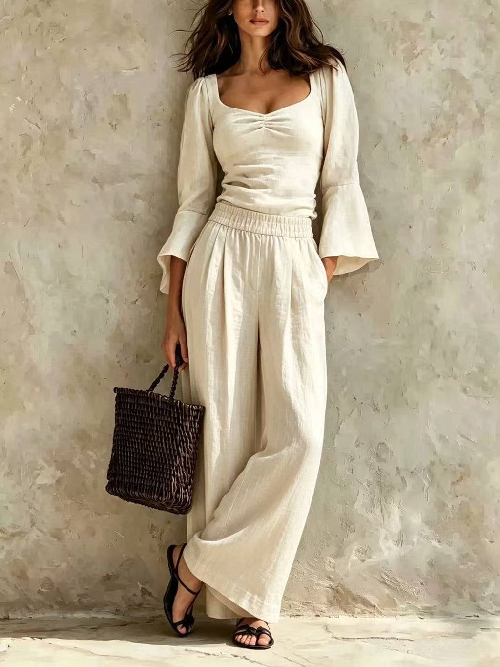 Pantalons élastiques et top set pour femmes