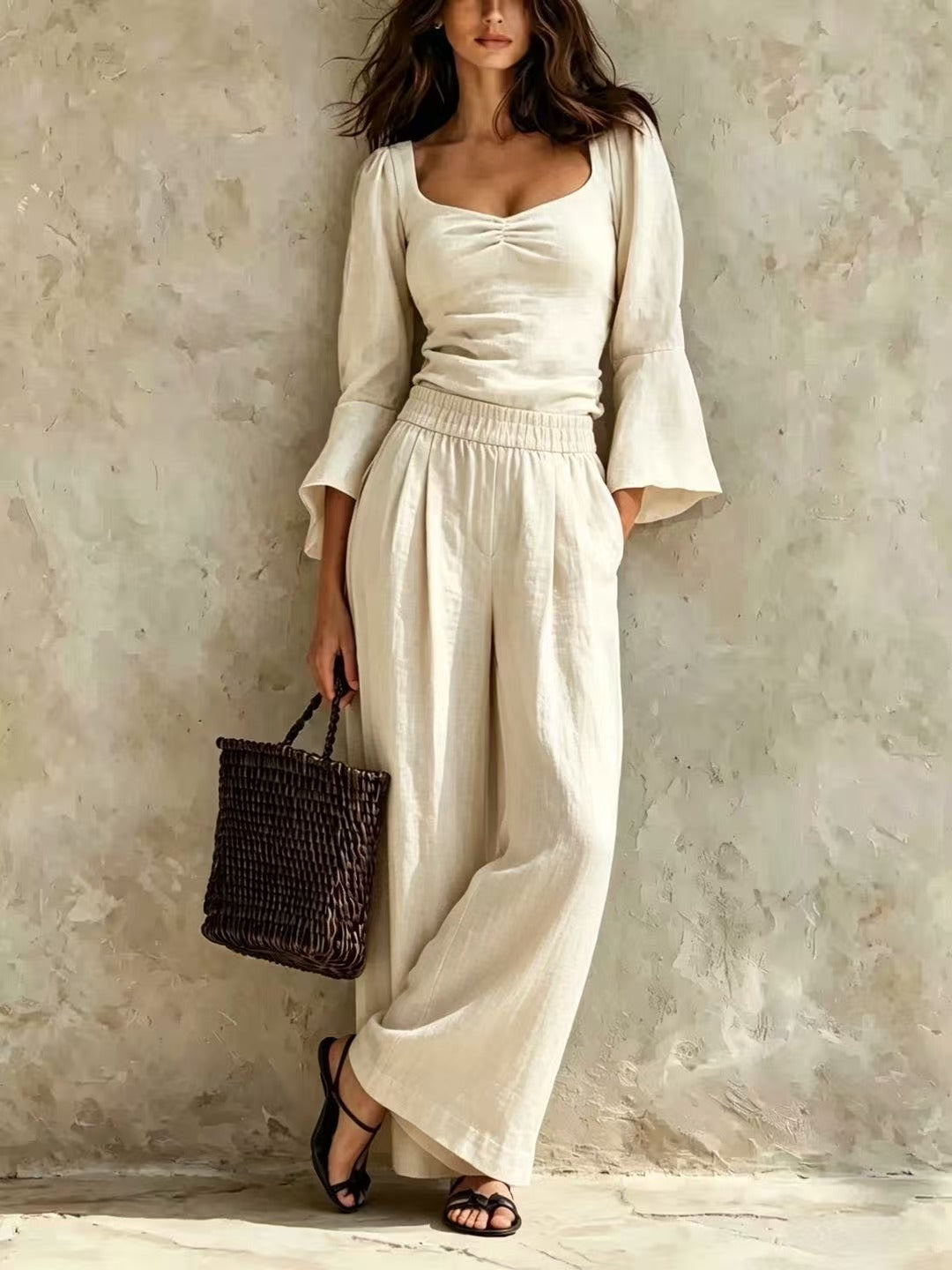 Pantalons élastiques et top set pour femmes
