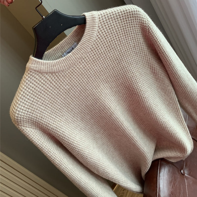 AutomneHiver Casual Couleur solide Col rond Col rond Chandail haut