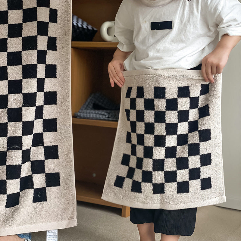Parent-enfant Grille de tableau d'échecs Serviettes de coton teintes en fil