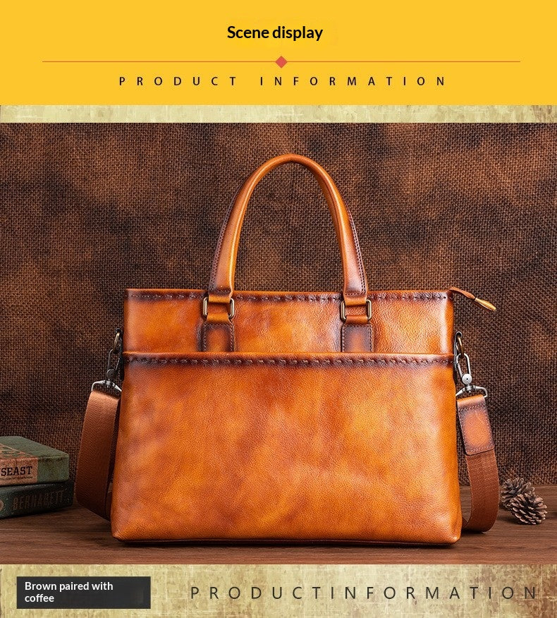 Sac à main homme en cuir à grain plein
