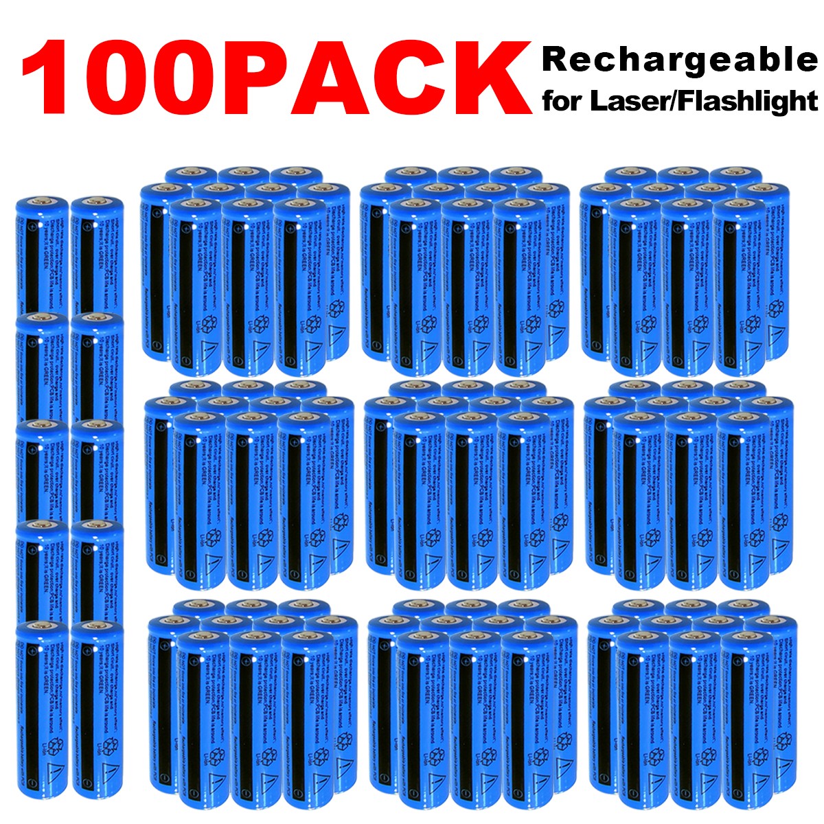Batterie de 50 et 100pcs 3.7V Li-ion rechargeable 3000mAh 18650 Batteries pour lampe de poche de torche L