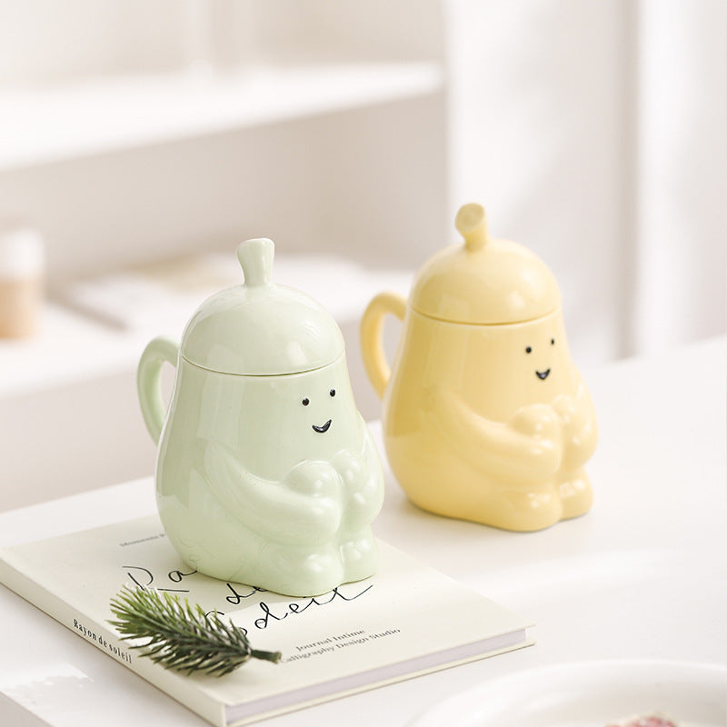 Mug à l'eau de poires MugCéramique Petit déjeuner étudiant Coupe en lait avec lis