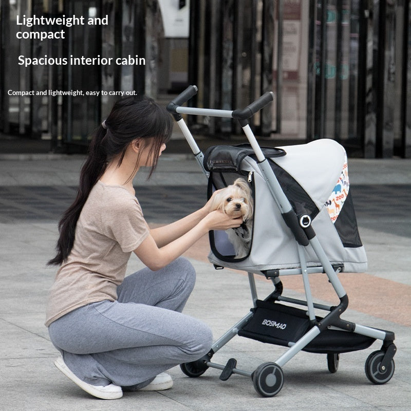 Poussette pour animaux ultra légère pour chats et chiens pliable tout-en-un pour un stockage compact S