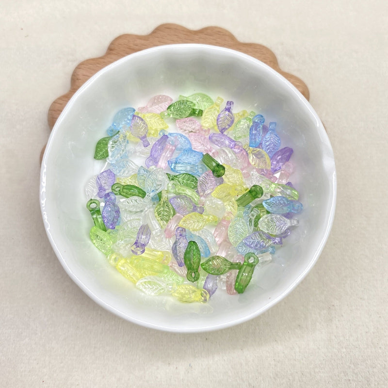 Tiny Translucent Acrylic Leaf Charms