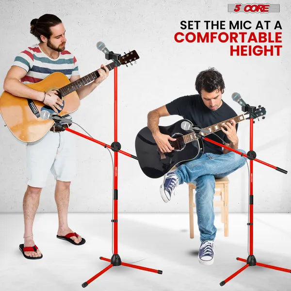 5 Core Mic Stand 2Pcs Plancher Hauteur réglable Tripod Microphone Stands W Télescoping Boom