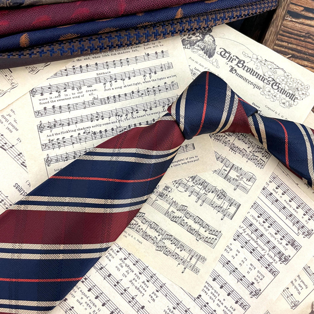 Retro Coffee Color Orange Red Striped Tie Hand Hit 8CM Hommes