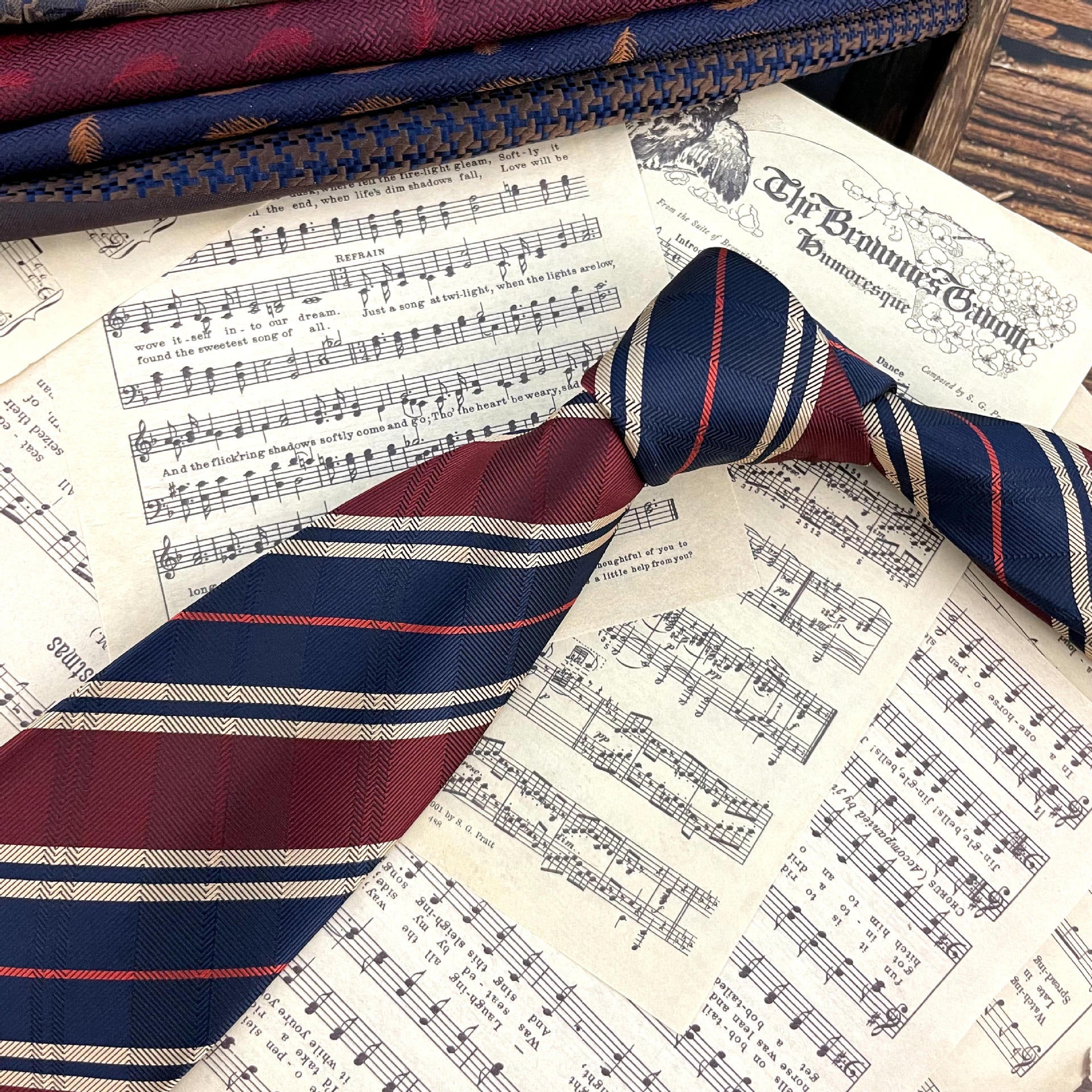 Retro Coffee Color Orange Red Striped Tie Hand Hit 8CM Hommes