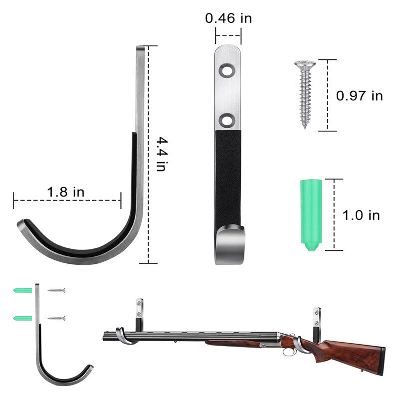 2PCS Gun Rifle Shotgun Pistol rembourré Crochets de montage muraux Rangement des cintres