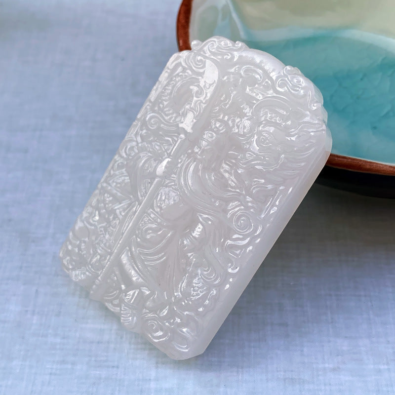 Afghan White Jade Broadsword Guan Gong Pendentif homme Jade Taobao Trembles Live vendra G