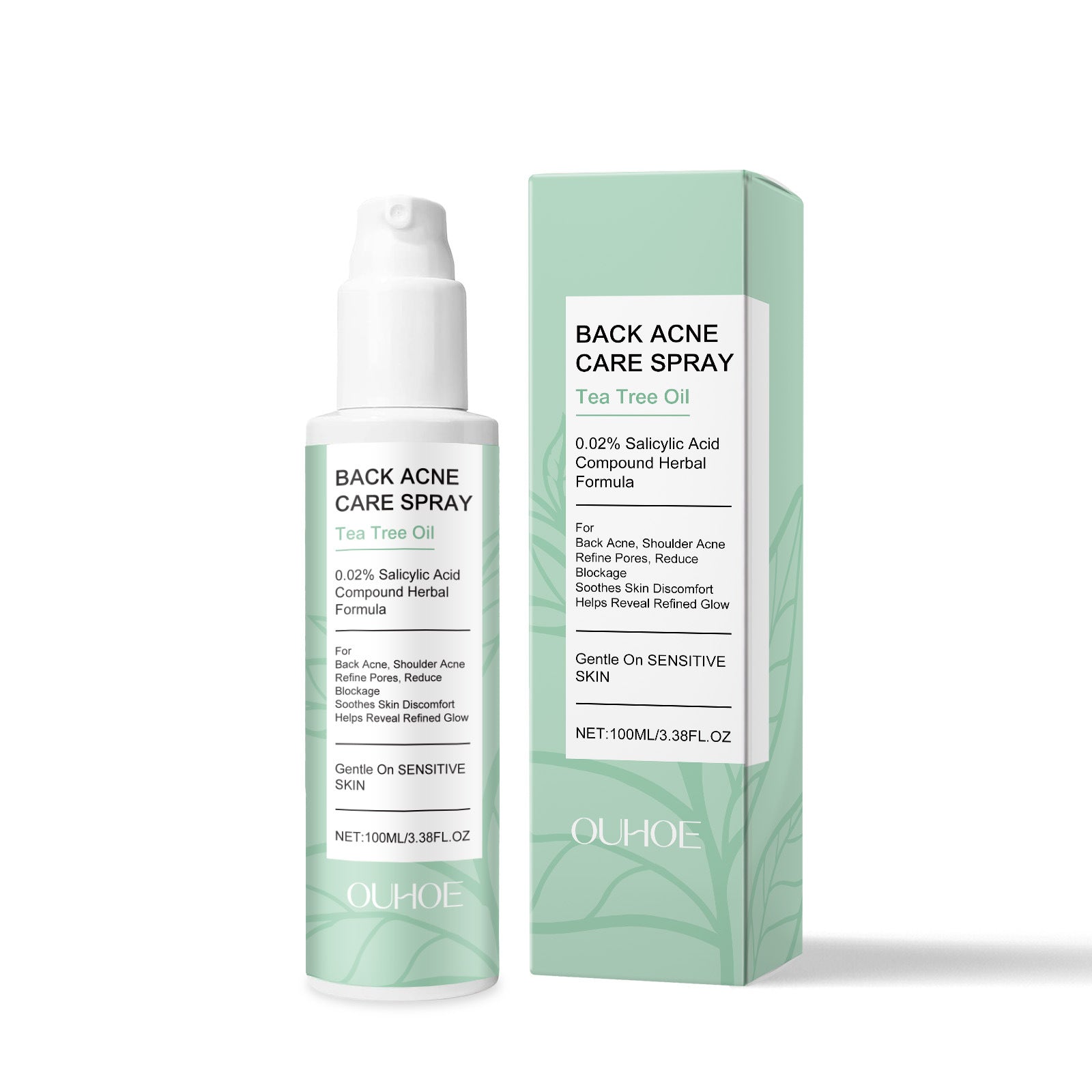 Spray hydratant doux pour le dos du corps avec des ingrédients apaisants
