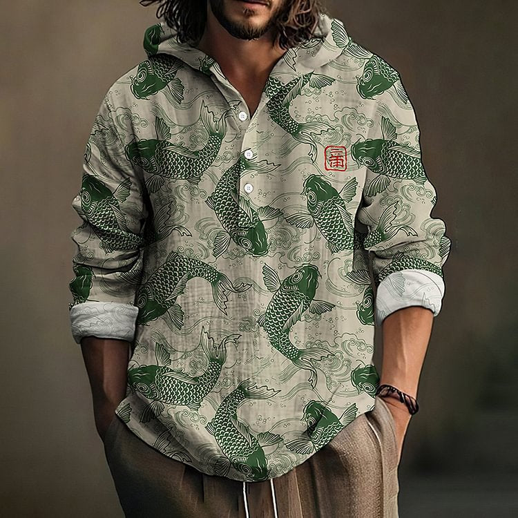 Pull à capuche avec boutons pour hommes