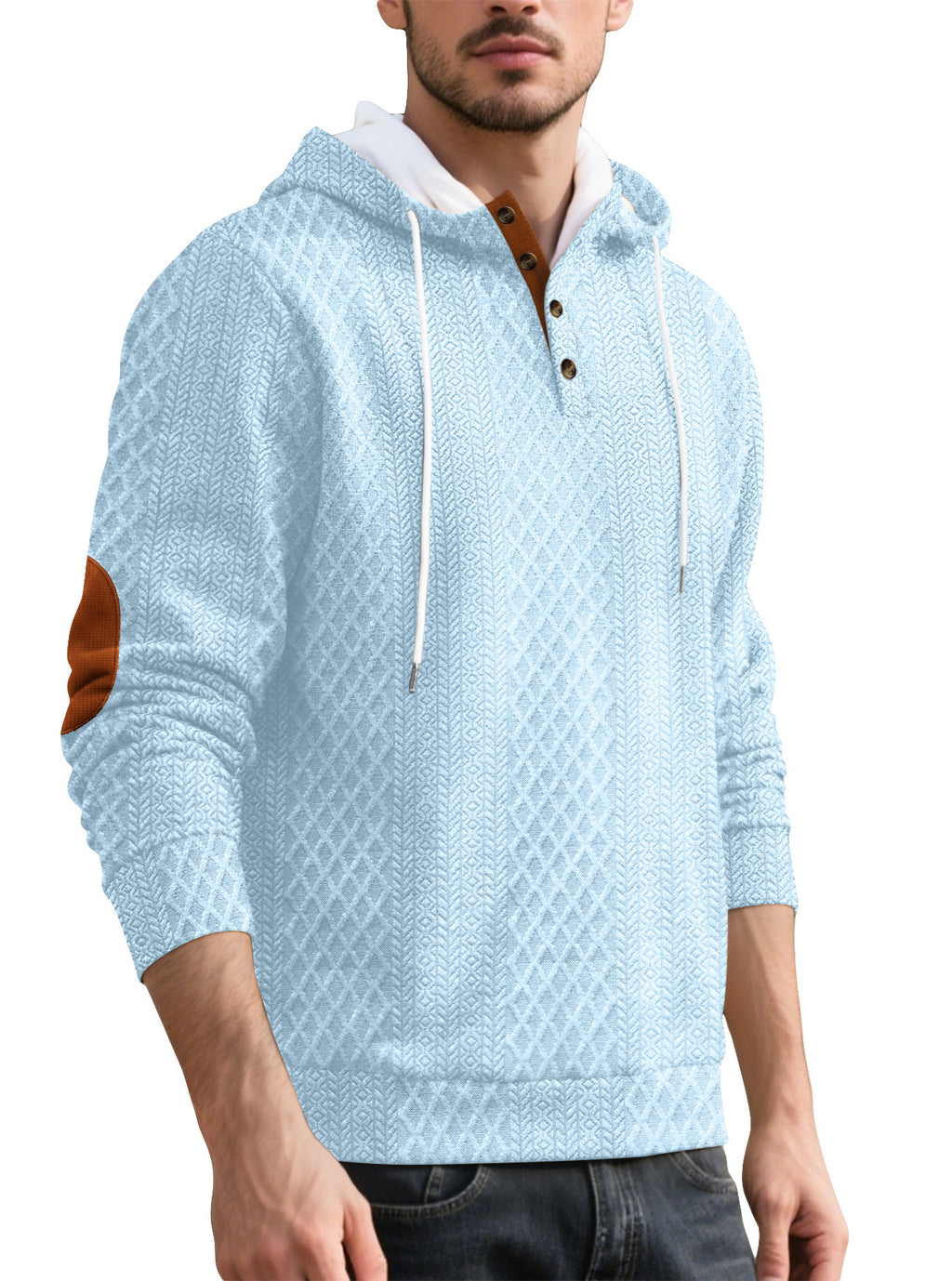 Pull casual homme européen et américain Jacquard Broderie à capuche couleur solide