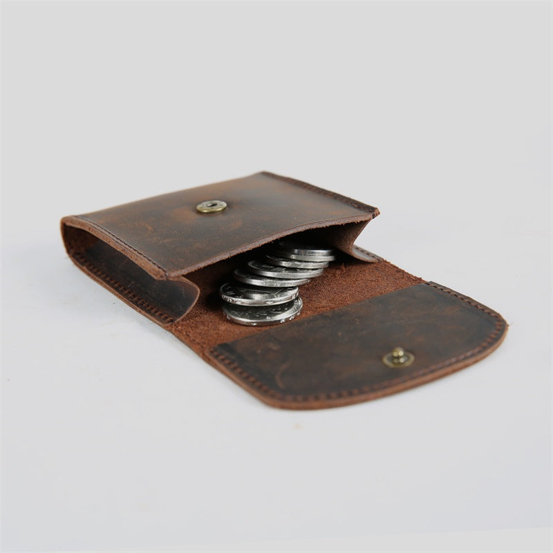 Rétro simple Cowhide Pièce Changer Mini Portefeuille
