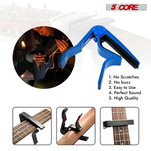 5 Core Capo 4Pcs Guitare électrique acoustique 6 cordes Kapo Clip pour Banjo Mandolin Ukulele