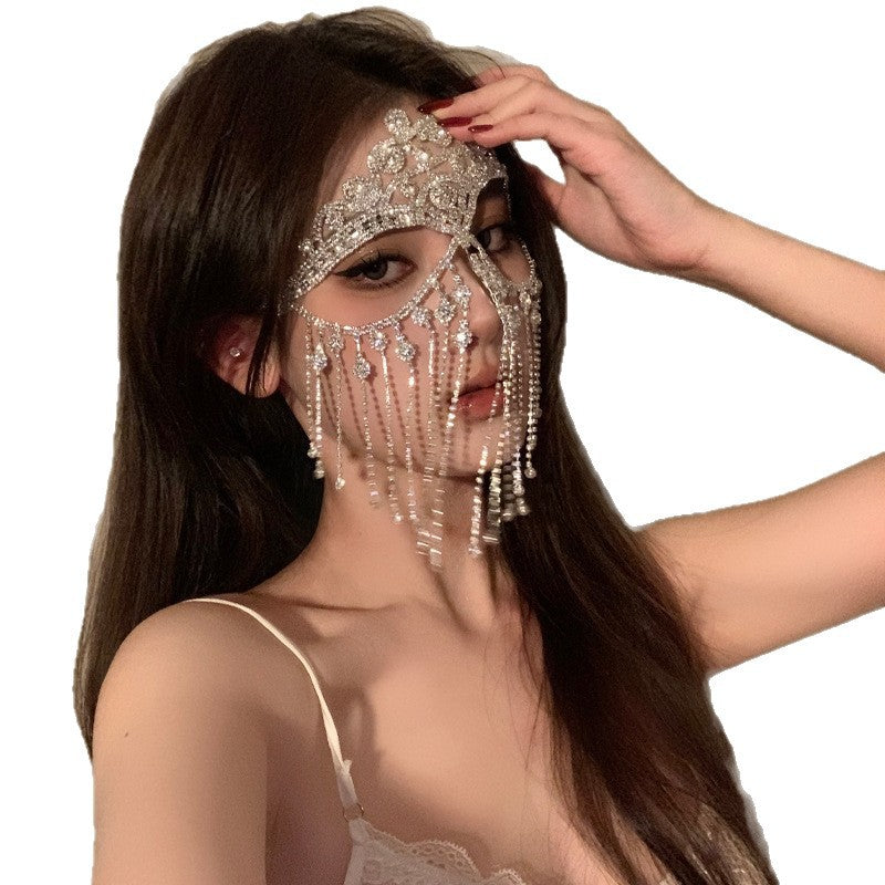 Masque de boule Zircon Tassel Hairband Vintage Style Fenêtre visage
